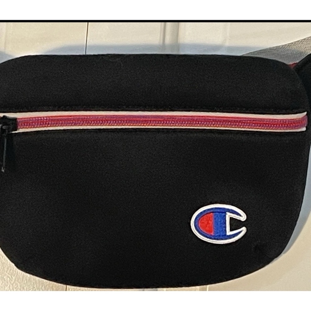 VTG Champion Attribute Waist Bag Fanny Pack Black with Gray Red Blue Belt 53" - Picture 5 of 6